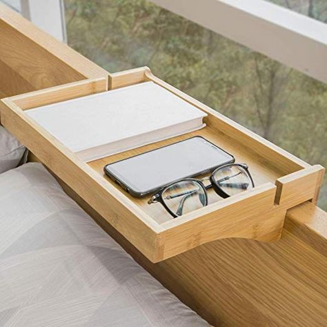 SoBuy® NKD01-N, Bedside Shelf Clip-on Hanging Shelf Bed Side Shelf Table Tray with 2 Wire Slots, Bamboo: Amazon.co.uk: Kitchen & Home Small Dorm Room, Small Dorm, Storage Solutions Bedroom, Bedside Shelf, Loft Bed Frame, Bed Shelves, Modern Bedside Table, Pallet Furniture Bedroom, Petite Table