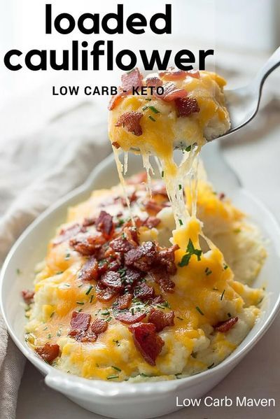 Keto Loaded Cauliflower, Gluten Free Side Dish, Gluten Free Side, Loaded Cauliflower Casserole, Loaded Cauliflower, Low Carb Maven, Steamed Cauliflower, Cauliflower Rice Recipes, Gluten Free Sides Dishes