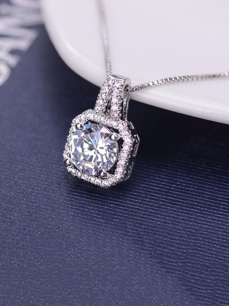 Cubic Zirconia Square Pendant NecklaceI discovered amazing products on SHEIN.com, come check them out! Square Pendant Necklace, Diamond Pendants Designs, Diamond Pendants, Women Pendant, Square Pendant, Pendant Design, Amazing Products, Diamond Pendant, Luxury Jewelry