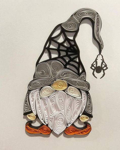 Paper Quilling Gnome, Thanksgiving Quilling Ideas, Quilling Chrysanthemum, Halloween Quilling Ideas, Quilled Gnomes, Fall Quilling Ideas, Quilling Gnome, Pumpkin Quilling, Free Quilling Patterns Printables Templates