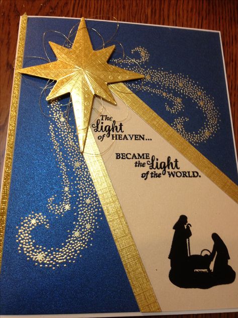 Star of Light, Starlight Thinlits, Joyful Nativity, Gold embossing powder, Gold Foil Christmas Bulletin Boards, Christian Bulletin Boards, Christmas Classroom Door, Sunday School Classroom, Christmas Bulletin Board, Christmas Card Ideas, Church Bulletin Boards, Preschool Bulletin, Christmas Bulletin