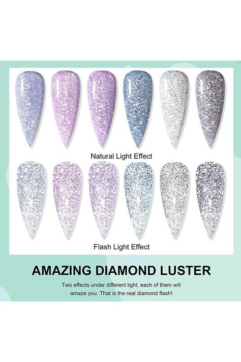 SAVILAND Glitter Gel Nail Polish Set - 6 Colors Super Diamond Reflective Gel Polish Set with Nail Brush, Sliver Purple Nail Gel Manicure Kit for Nails Art Design Nail Gel Manicure, Glitter Gel Nail Polish, Salon Gifts, Design Advertisement, Glitter Gel Nails, Purple Nail, Nail Polish Set, Nail Brush, Gel Nail Polish Set