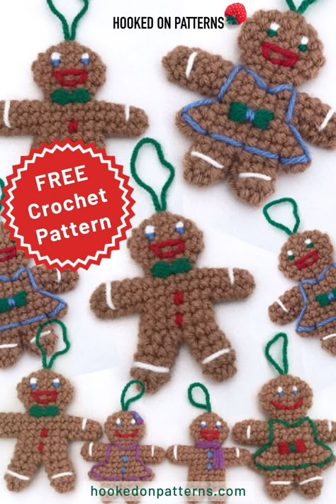 Free Gingerbread man crochet pattern - Fun and easy Christmas Free Crochet Pattern #Christmas #Crochet Gingerbread Crochet, Gingerbread Man Free, Crochet Gingerbread, Christmas Crochet Ideas, Crochet For Christmas, Xmas Crochet, Crochet Decorations, Christmas Crochet Patterns Free, Crocheted Christmas