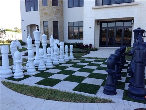 Cool Backyard Ideas, Outdoor Chess, Resin Chess Set, Cool Backyard, Giant Chess, Prop House, Saint Mark, Fiberglass Resin, Backyard Designs