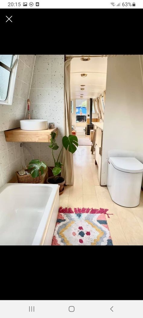 Canal Boat Bathroom, Narrow Boat Bathroom Ideas, Narrow Boat Bathroom, Narrowboat Interiors Inspiration, Narrowboat Bathroom, Boat Bathroom, Narrowboat Life, Canal Boat Interior, Narrowboat Interiors