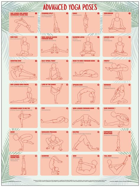 Intermediate Yoga Poses, Yoga Chart, Yoga Posters, Exercise Poster, Yoga Poses Chart, Exercise Chart, Popular Yoga Poses, Yoga Sculpt, Therapeutic Yoga