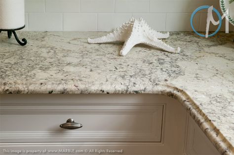 Bianco Romano Granite. The soft ogee edge adds a traditional touch to this bright and spacious kitchen. Beige Formica Countertops Kitchen, Bianco Romano Laminate, Bianco Romano Granite, Formica Laminate Countertops, Formica Kitchen Countertops, Countertops Laminate, Kitchen Countertops Laminate, Replacing Kitchen Countertops, Formica Laminate