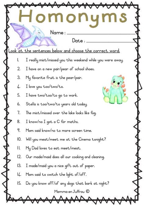 Grade 4 Language Worksheets, Homonyms Worksheet Grade 3, Homophones Worksheets For Grade 3, Homonyms Activities, Study English Grammar, Homophones Worksheets, English Grammar For Kids, English Activities For Kids, Spelling Worksheets