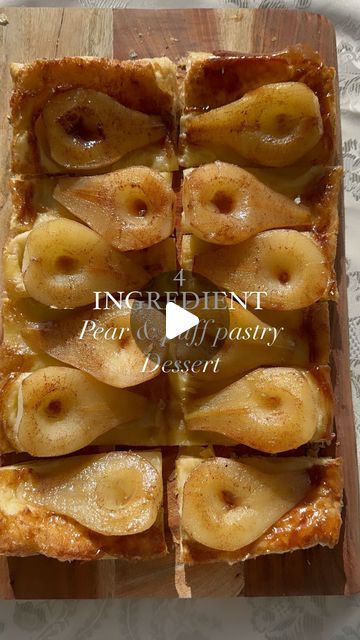 Sivan's Kitchen on Instagram: "4 ingredients pear and puff pastry dessert 🍐 Revisiting my viral apple puff pastry trend dessert from 2022. This time i think it’s even better ! I can’t believe i actually said that 🤭 I use @jeckysbest puff pastry which happens to be dairy free. It’s 10X15 inch in size but you can use whichever puff pastry you like. Ingredients: •1 thawed puff pastry sheet •6 Bosc pears •1/4 cup sugar •1 tsp. cinnamon Directions: 1. Peel and cut pears in half, removing stem and seeds. 2. Mix sugar and cinnamon. 3. Line a baking sheet with parchment paper, sprinkle cinnamon sugar. 4. Arrange six pear halves in a row, alternate with another row. 5. Place puff pastry over pears, press dough around them. 6. Bake at 375°F for 35-40 minutes. 7. Place another sheet/p Puff Pastry With Pears, Sivan's Kitchen, Puff Pastry Dessert, Half And Half Recipes, Canned Pears, Apple Puff Pastry, Puff Pastry Desserts, Mini Bundt Cakes, Puff Pastry Sheets