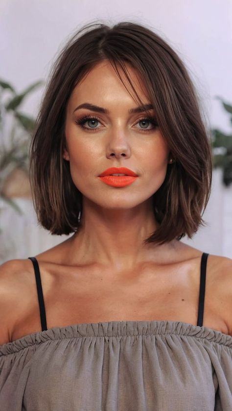 19 Trendsetting Chin-Length Haircuts for 2025 Straight Bob With Layers, Chin Bob Haircut, Straight Bangs Hairstyles, Thick Hair Bob, Winter Hairstyle, Straight Bob Haircut, Chin Length Cuts, Chin Length Haircuts, Chin Length