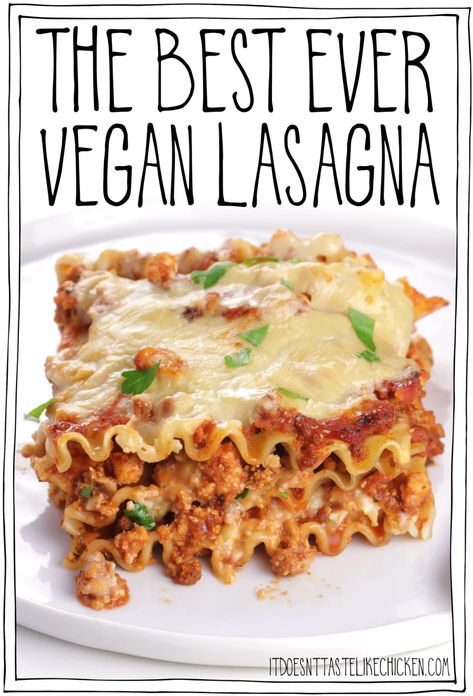 The Best Ever Vegan Lasagna!!! • It Doesn't Taste Like Chicken Vegan Lasagna Recipe, Italian Casserole, Vegan Ricotta, Vegan Lasagna, Ricotta Recipes, Vegan Mozzarella, Vegan Pasta Recipes, Vegan Italian, Vegan Pasta