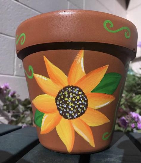 Sunflower Painted Flower Pot | Etsy Potted Sunflowers, Painted Flower Pot, Painted Pot, Planting Sunflowers, Pot Art, Flower Pot Art, Pot Painting, Terra Cotta Pot, Terra Cotta Pot Crafts