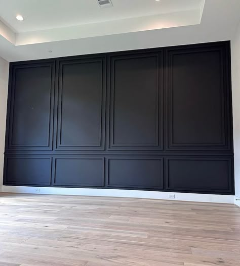 49+ Stunning Wood Accent Wall Ideas That Impress in 2023 | Houszed Wood Trim Feature Wall, Wood Texture Accent Wall, Home Office Wall Panel Design, Accent Wall Layout, Colonial Accent Wall, Dark Wall With Wainscotting, Accent Wall With Squares, Accent Texture Wall Ideas, Two Story Paneled Wall