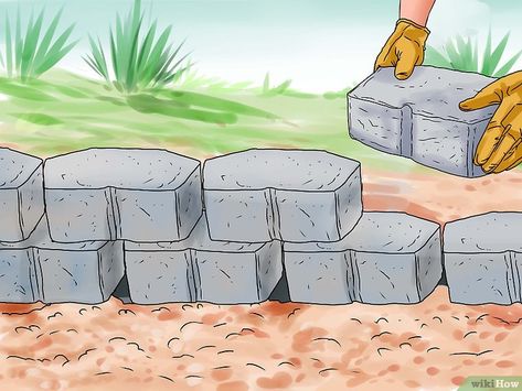 How to Build a Dry Stack Retaining Rock Wall: 9 Steps Patio Retaining Wall Ideas, Wall With Pictures, Retaining Wall Bricks, Retaining Blocks, Small Retaining Wall, Retaining Wall Steps, Diy Retaining Wall, Landscaping Blocks, Retaining Wall Block