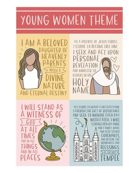 Young Women Theme Printable, Lds Young Women Activities, Yw Theme, Young Women Theme, Gifts For Young Women, Lds Yw, Yw Activities, Lds Youth, Women Activities