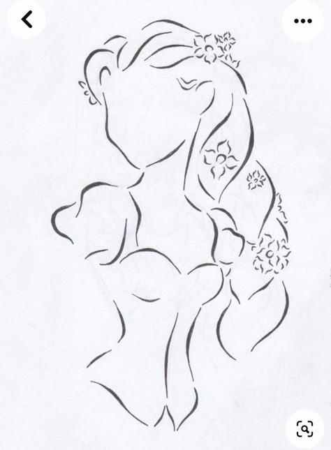 Rapunzel Outline Drawing, Disney Princess Simple Drawing, Princess Outline Drawing, Tangled Embroidery Disney, Disney Outline Drawing, Rapunzel Line Art, Disney Princess Embroidery, Drawing Of A Princess, Line Art Disney