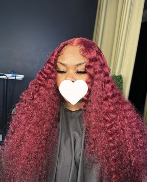 Burgundy Wet And Wavy Wig, Burgundy Deep Wave, Red Lace Front Wigs, Wigs Wet And Wavy, Colored Hairstyles, Burgundy Wig, Bday Hair, Baddie Hair, Wigs Hairstyles