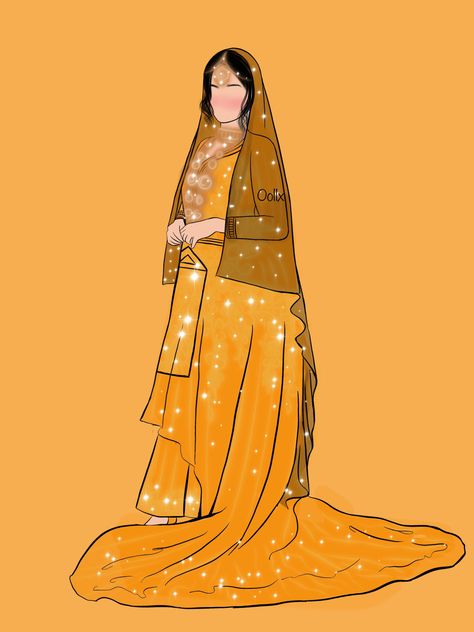 Haldi Bride, Bride Illustration, Wedding Preparation Checklist, Bride Cartoon, Wedding Poster Design, Wedding Illustration Card, Couple Illustration Wedding, Digital Wedding Invitations Design, Islamic Events