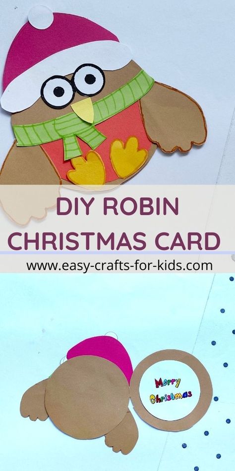 Robin Christmas Card Crafts Robin Craft, Robin Handprint Card, Christmas Robins Craft, Christmas Robin, Children’s Christmas Card Idea, Robin Cards Christmas, Robin Christmas Card Handmade, Construction Paper Crafts, Diy Preschool