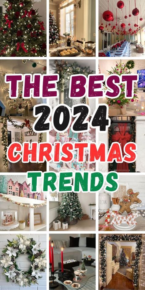 I love decorating my home for Christmas with my kids and they LOVED these 2024 Christmas trends! Whether you’re looking for outdoor decor or 2024 Christmas tree trends, you must see these! Many Christmas Trees In House, Colored Lights On Christmas Tree, 2024 Tree Trends, All Christmas Trees, 2024 Christmas Trends Tree, Christmas Decoration 2024 Trends, Christmas Tree 2024 Trends Decoration, Christmas Decorating 2024, Christmas 2024 Colors