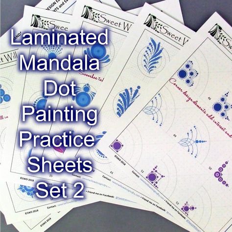 LAMINATED Mandala Dot Painting Design Elements and Practice Guides Set 2 - 8.5" x 11" by SweetWillowDesigns on Etsy Mandala On Stone, Mandala Practice, Pattern Practice, Digital Mandala, Mandala Inspiration, Mandala Dotting, Mandala Dot Painting, Mandala Rock Art, Sheet Protector