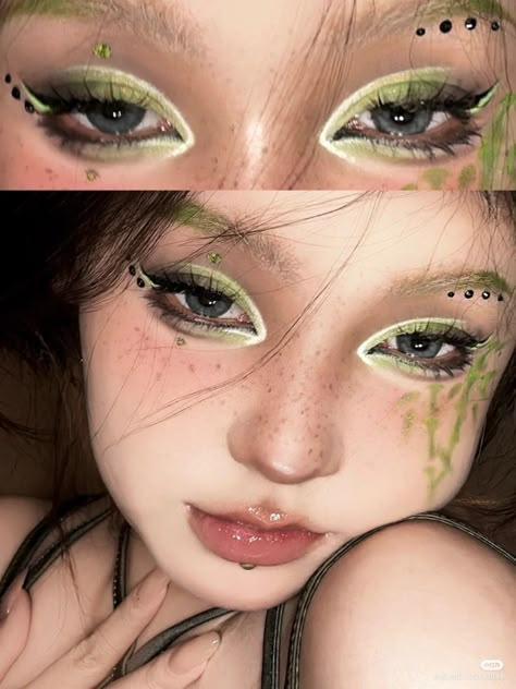 Farmhouse Fashion, Witch Makeup, Ethereal Makeup, Green Makeup, Unique Makeup, Fairy Aesthetic, Eye Makeup Designs, Dope Makeup, Fairy Makeup