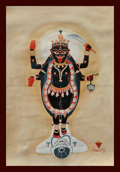 Kali Art Goddesses, Maa Kali Painting, Maa Kali Drawing, Kali Painting, Kali Drawing, Goddess Kali Images, Phad Painting, Canvas Art Painting Abstract, Buddhist Art Drawing