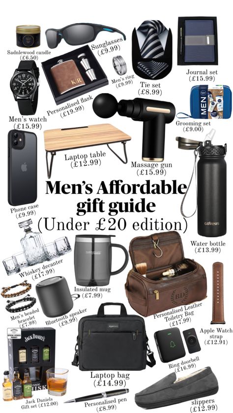 Men’s gift guide #wishlist #giftideas #christmas #mensgifts #giftsforhim Jack Daniels Gift Set, Jack Daniels Gifts, Gift Idea For Boyfriend, Idea For Boyfriend, Men Essentials, Bf Gift, Valentines Gift For Boyfriend, Lingerie Cute, Cool Tech Gifts