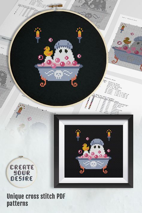 Instantly elevate your Halloween décor and your stitching prowess with this unparalleled mini PDF cross stitch pattern Cross Stitch Patterns Free Halloween, Cross Stitch Decor Wall Art, Bathroom Cross Stitch Patterns Free, Cute Ghost Cross Stitch, Cross Stitch Patterns Mini, Easy Cross Stitch Patterns Free Simple, Cross Stitch Template, Cross Stitch How To, Small Halloween Cross Stitch Patterns