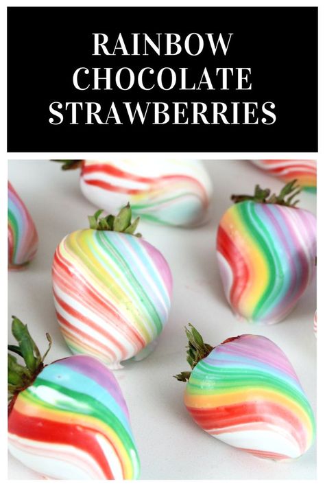 Rainbow Strawberries, Strawberries Chocolate Covered, Valentine Chocolate Covered Strawberries, Rainbow Chocolate, Marble Chocolate, Chocolate Covered Strawberry Recipe, Strawberries Chocolate, Rainbow Treats, Chocolate Covered Strawberries Bouquet