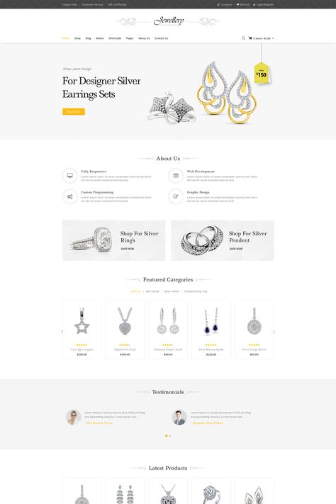 The "Jewellery" theme is a WooCommerce responsive WordPress theme designed specifically for jewelry stores and online jewelry businesses. It offers a range of features and design elements to create a visually appealing and functional website for showcasing and selling jewelry products. Jewellery Website Design, Jewelry Website Design, Jewellery Website, Customer Service Gifts, Ecommerce Website Design, Jewelry Website, Wordpress Theme Design, Responsive Web, Ecommerce Website