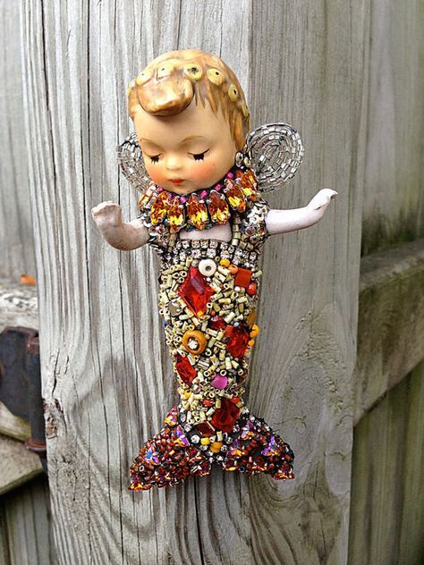 Betsy Youngquist, Doll Assemblage, Altered Dolls, Assemblage Art Dolls, Vintage Mermaid, Baby Mermaid, Spirit Dolls, Mermaid Dolls, Spirited Art