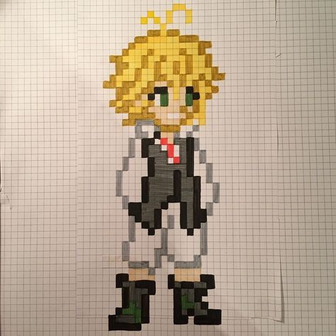 702 mentions J’aime, 3 commentaires - @o_pixel_art_o sur Instagram : « Meliodas -> Seven deadly sins  #meliodas #meliodasedit #meliodasxelizabeth #meliodasdemon… » Seven Deadly Sins Meliodas, Modele Pixel Art, Anime Pixel, Simple Anime, Easy Pixel Art, Pixel Drawing, Body Base Drawing, Pixel Art Characters, Pix Art