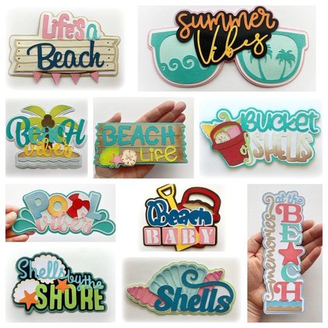 Cricut Scrapbook, Beach Scrapbook Layouts, Scrapbook Die Cuts, Card Making Embellishments, Scrapbook Embellishments Diy, Paper Piecing Scrapbooking, Holiday Scrapbook, Cricut Design Studio, Scrapbook Borders