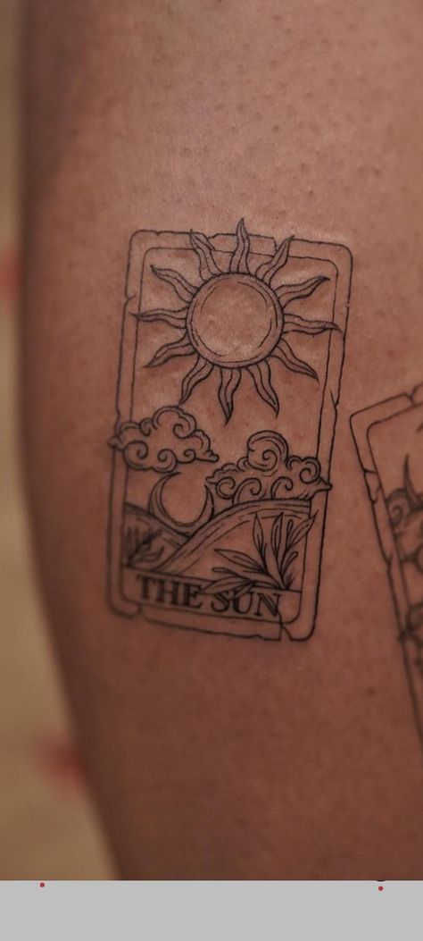 The Sun Tarot Card, Tarot Tattoo, Tarot Card Tattoo, Card Tattoo Designs, The Sun Tarot, Faith Tattoo, Sun Tattoos, Card Tattoo, Tattoo Inspo