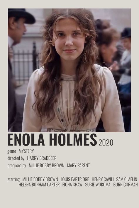 Enola Holmes Poster, Minimalist Film Posters, Minimalist Movie Posters, Holmes Movie, Posters Minimalist, Most Paused Movie Scenes, Iconic Movie Posters, Movie Card, Girly Movies