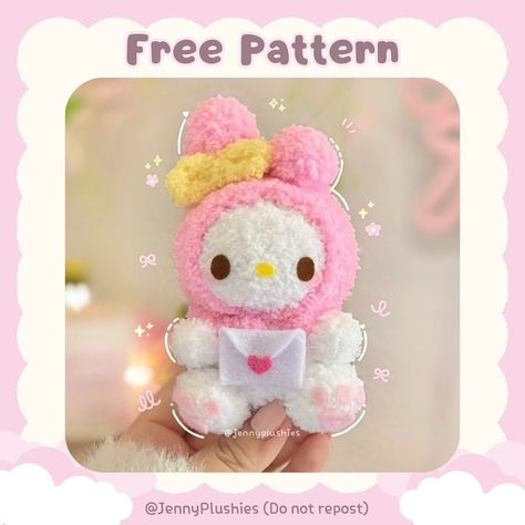 𐙚 jenny┊crochet plushies & patterns ₊˚⊹ | ˚₊‧꒰ა My Melody Free Pattern ໒꒱ ‧₊˚ Hello! 🎀 As a celebration of the 1 year anniversary of JennyPlushies & hitting 10k followers, I am… | Instagram My Melody Pattern, Cute Crochet Ideas, Crochet Tutorial Pattern, Plushie Patterns, Crochet Animals Free Patterns, Crochet Design Pattern, Kawaii Crochet, Fun Crochet Projects, Diy Crochet Projects