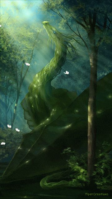 Dragon Realm Fantasy Art, Plant Dragon Art, Fae World Aesthetic, Fey Wild Aesthetic, Forest Dragon Art, Green Dragon Aesthetic, Fey Dragon, Nature Dragon, Tree Dragon