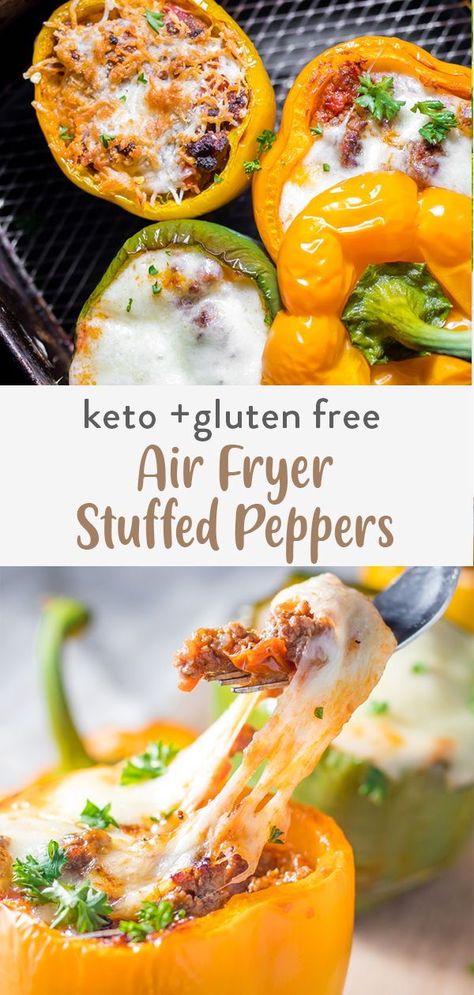 Air Fryer Stuffed Peppers, Gluten Free Recipes For Dinner, Air Fryer Dinner Recipes, Air Fryer Healthy, Air Fryer Recipes Easy, Air Fryer Recipes Healthy, Gf Recipes, Peppers Recipes, Vegetarian Recipes Dinner