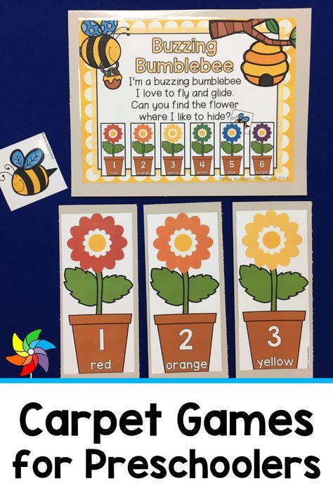 Turn learning into a game with these wonderful Carpet Games for Preschoolers. There are many different kinds of carpet games. Whether the teacher is looking to reinforce color names with a class of three-year-olds or lowercase letters with a Pre-K class, these adaptable, engaging games help students memorize things without realizing that they are learning! You can practice colors, letters, numbers, shapes, etc. Carpet Time Activities Preschool, Spring Games For Preschool, Preschool Carpet Games, Carpet Games For Preschool, K4 Crafts, Garden Preschool, Busy Bins, Teacher Collaboration, Preschool Language Arts