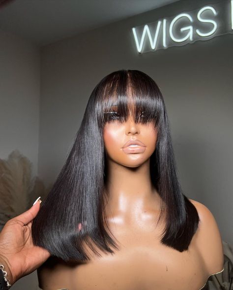 All Posts • Instagram Short Bob With Fringe, Short Bob With Bangs, Straight Short Bob, Short Bobs With Bangs, Short Human Hair Wigs, Glueless Wig, Bob With Bangs, Short Bob Wigs, Lace Closure Wig