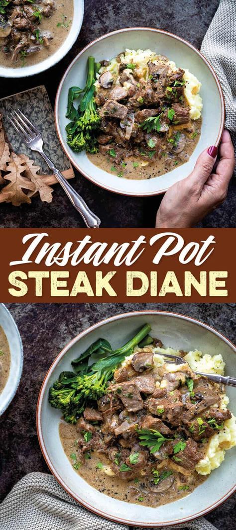 Instant Pot Steak Diane – make this delicious creamy beef stew once and you will be hooked! #instantpot #beefrecipes Instapot Beef Recipes, Creamy Beef Stew, Nanas Recipes, Instant Pot Steak, Pressure Cooker Steak, Thermal Cooking, Southern Foods, Instapot Meals, Steak Diane