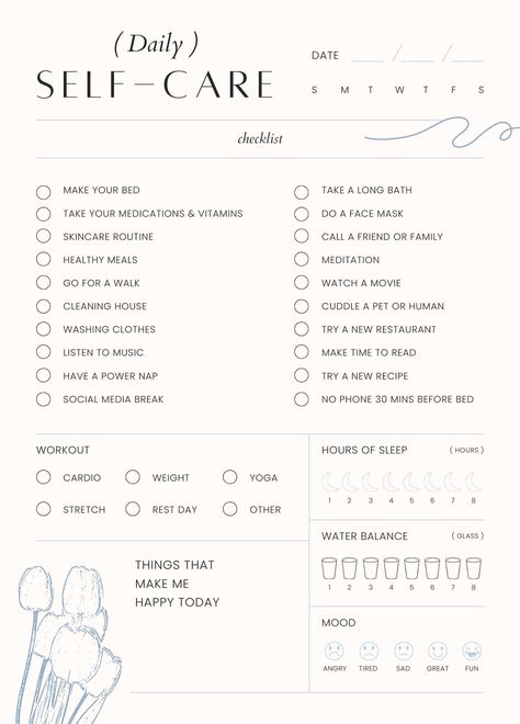 Daily Routine Self Care, Self Help Checklist, Self Care Journal Template, Monthly Self Care Checklist, Self Care Schedule Weekly, Self Care Schedule, Self Care Menu, Minimalist Routine, Wellness Checklist