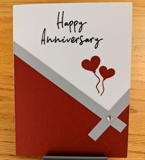 Anniversary Cards Cricut Free, Cricut Anniversary Card, Card With Hearts, Cards Cricut, Valentines Card, Cricut Free, Anniversary Card, Happy Anniversary, Anniversary Cards