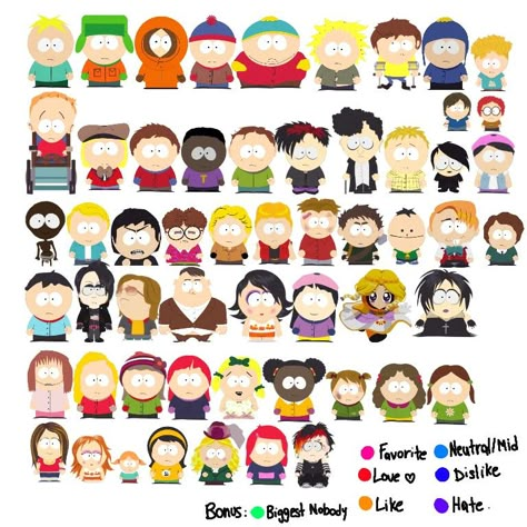 Southpark All Characters, Canon South Park, Make Your Own South Park Character, South Park Characters Names, Southpark Characters, South Park All Characters, Leslie South Park, South Park Game, Stone Park