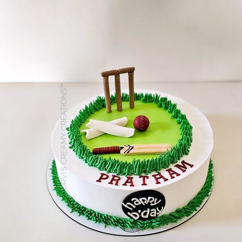 Cricket theme cake . Simple Pretty Cakes Birthday, Cricket Cakes For Boys, Boy Birthday Cake Design, Cricket Cake Design, Cake Design For Boys, Cricket Birthday Cake, Cricket Theme Cake, Cricket Cake, Cake Designs For Boy