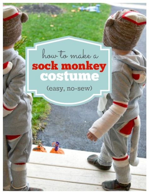 Halloween Costume Ideas: Sweet DIY Sock Monkey Sock Monkey Costume, Diy Halloween Costumes For Girls, Girls Halloween Costumes, Perlengkapan Bayi Diy, Monkey Costume, Monkey Costumes, Homemade Halloween Costumes