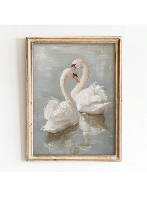 1pc Frameless Swan Vintage Art Canvas Poster Farmhouse Rustic Decoration Retro Painting Print Home Wall Decoration,Bedroom Living Room Decor,Ideal GiftI discovered amazing products on SHEIN.com, come check them out! Pastel Farmhouse, Swan Wall Art, Swan Art, Swans Art, Retro Painting, Art Deco Decor, Nursery Paintings, Hur Man Målar, Art Deco Posters