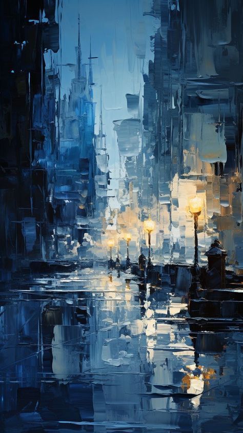 Soyut Sanat Tabloları, City Painting, Art Gallery Wallpaper, 수채화 그림, Creative Painting, Dreamy Art, Scenery Wallpaper, In The Rain, 그림 그리기