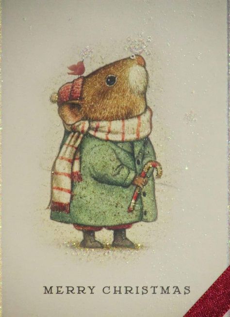 Watercolor Winter Animals, Christmas Mice Illustrations, Christmas Mouse Illustration, Christmas Bells Drawing, Snow Illustration, Mouse Illustration, Christmas Card Art, Christmas Card Crafts, House Mouse